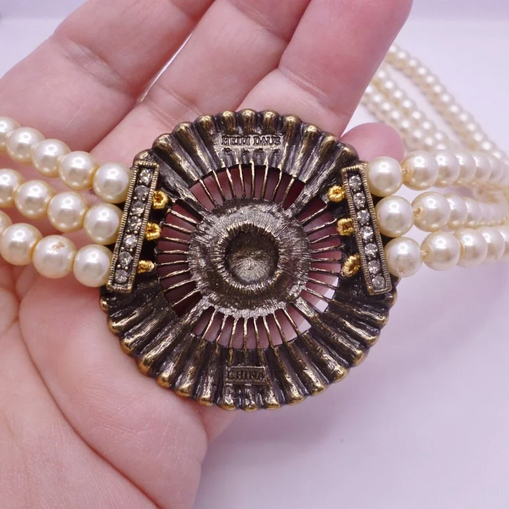 Heidi Daus Faux Pearl & Swarovski Crystal Necklace + Bracelet Set PERFECT 32165